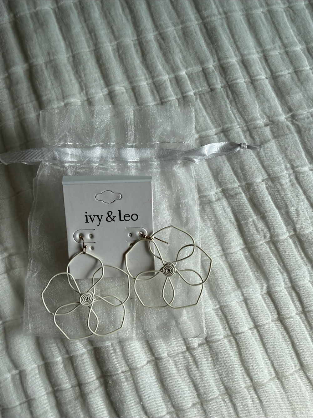 Silver Floral Wire Drop Earrings